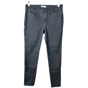 Madewell 9" Mid Rise Roadtripper Skinny Denim Stretch Jeans Dark Black Size 30